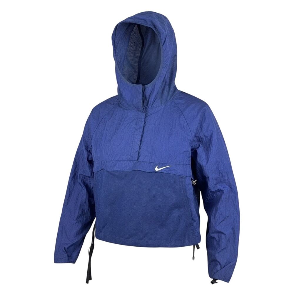 Nike Girls XL NSW Packable Anorak Blue Nylon Windbreaker Y2K Gorpcore